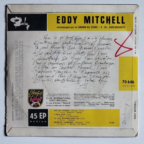 Eddy mitchell pas de chance single vinyle ep occasion 1