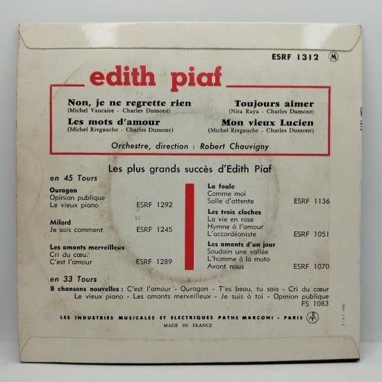 Edith piaf non je ne regrette rien single vinyle 45t occasion 1